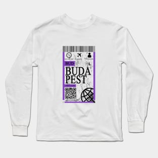 budapest flight ticket boarding pass abstract Long Sleeve T-Shirt